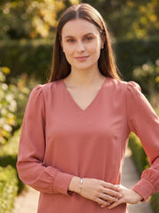 TrendiVastra Women Solid Regular Fit V Neck Top Office Wear in Sky Blue top, solid design, V neck, regular fit, look 37 view