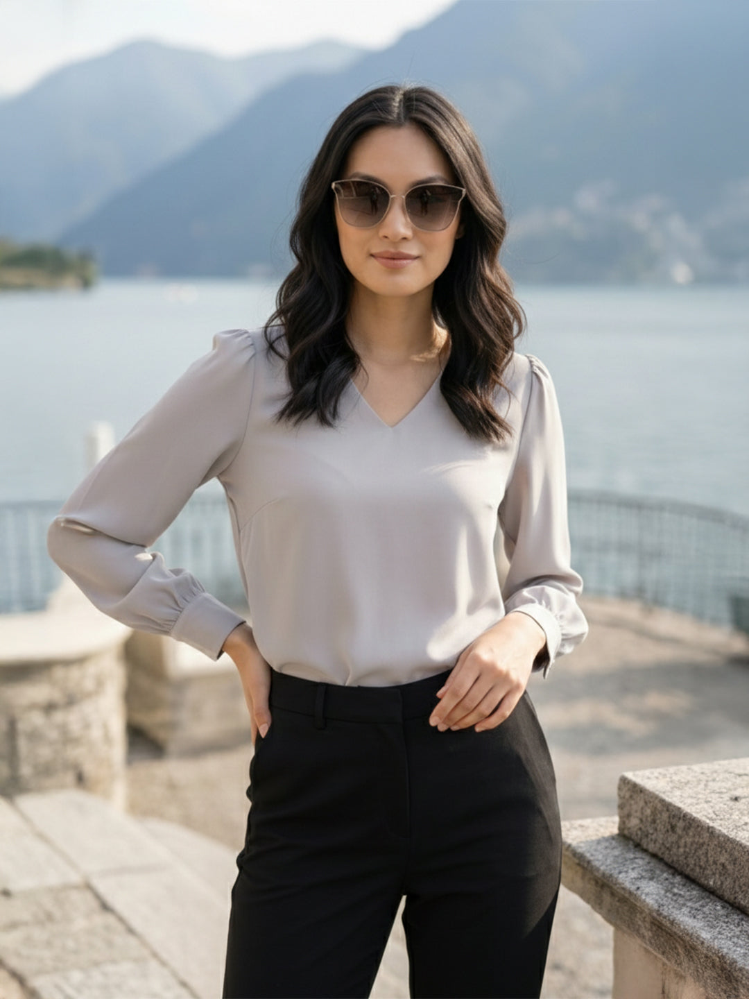 TrendiVastra Women Paisley Print Top Office Wear in Grey top, paisley print, look 8 view