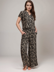 TrendiVastra Women Tie Dye Co-Ord Set Casual Wear in Black co-ord set, tie dye design, front view
