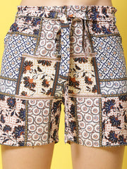 TrendiVastra Women Floral Print Lounge Shorts Casual Wear in Multicolor lounge shorts, floral print, back view