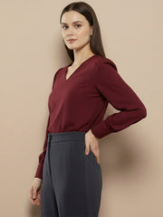 TrendiVastra Women Solid Regular Fit V Neck Top Office Wear in Gold top, solid design, V neck, regular fit, look 25 view