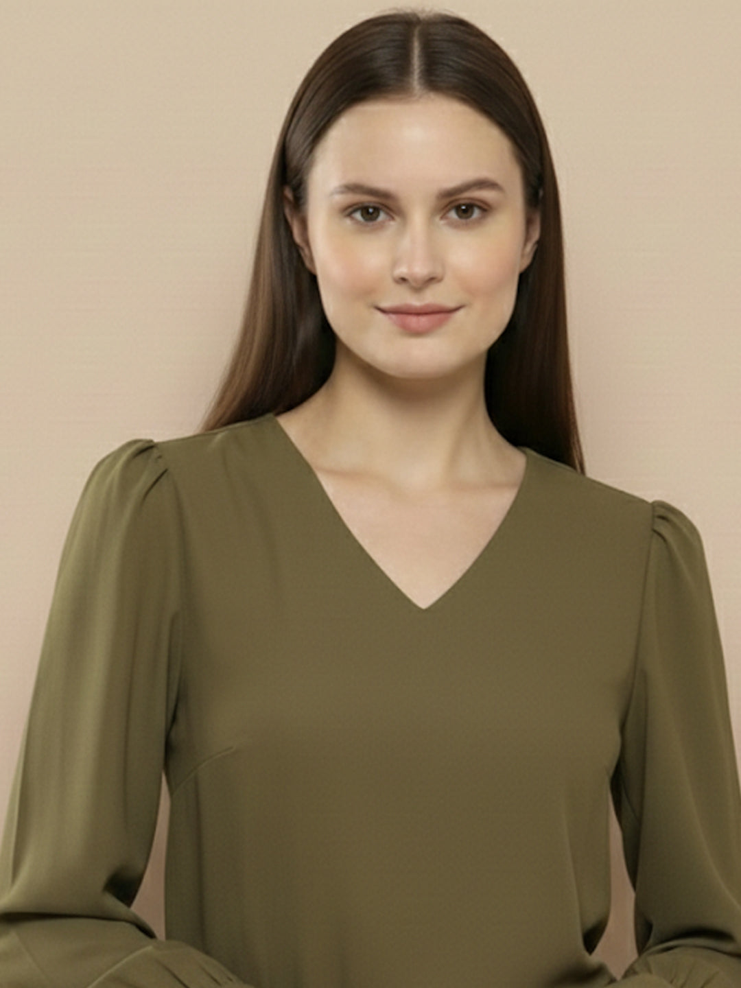 TrendiVastra Women Solid Regular Fit V Neck Top Office Wear in Sky Blue top, solid design, V neck, regular fit, look 49 view