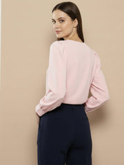 TrendiVastra Women Solid Regular Fit V Neck Top Office Wear in Dark Grey top, solid design, V neck, regular fit, look 11 view