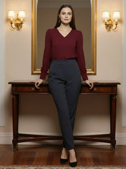 TrendiVastra Women Solid Regular Fit V Neck Top Office Wear in Peach top, solid design, V neck, regular fit, look 21 view