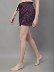 TrendiVastra Women Floral Print Lounge Shorts Casual Wear Style 1 in Multicolor lounge shorts, floral print, back view