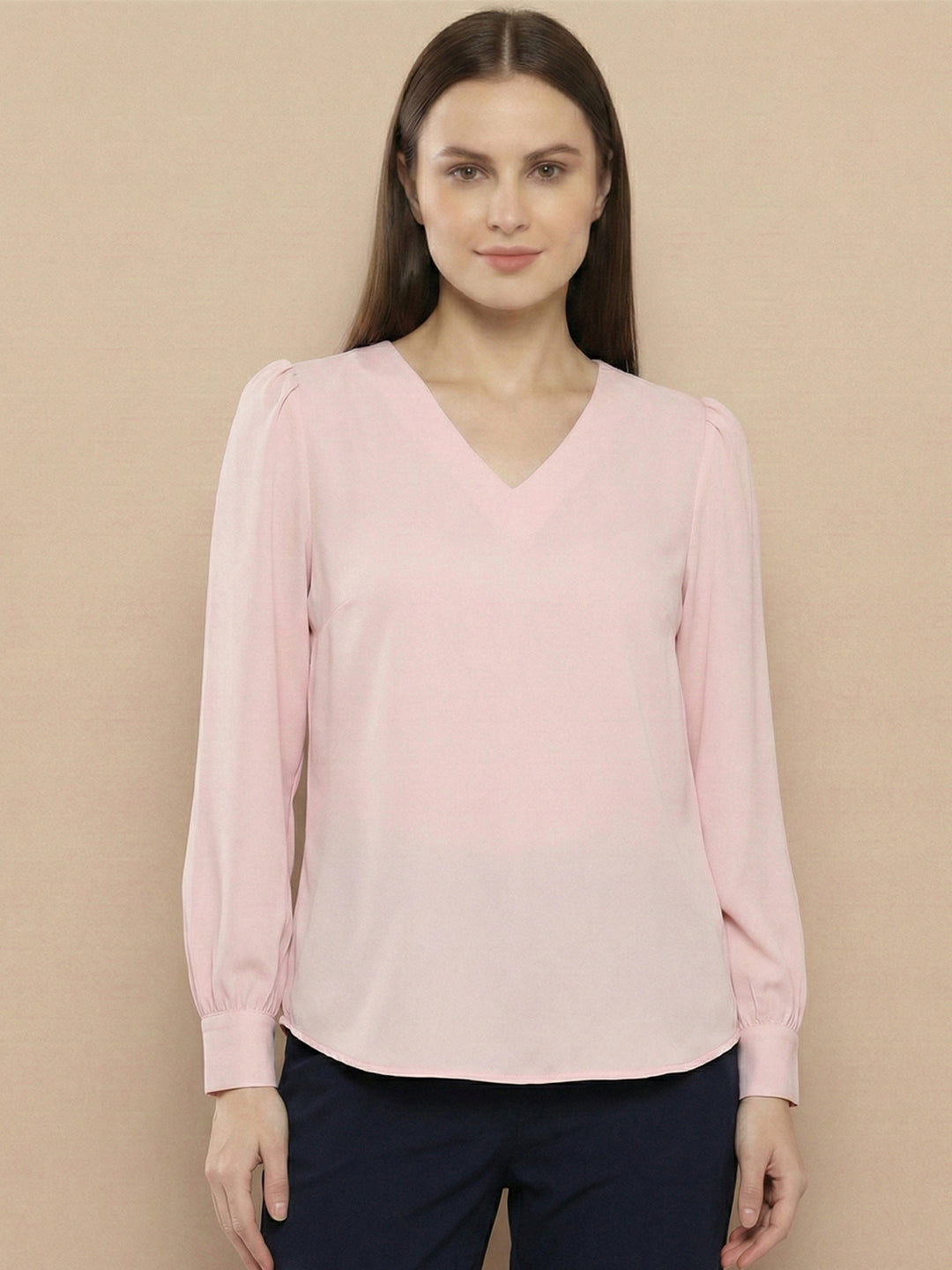 TrendiVastra Women Solid Regular Fit V Neck Top Office Wear in Dark Grey top, solid design, V neck, regular fit, look 10 view