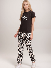 TrendiVastra Women Geometric Print Lounge Bottom Casual Wear in Black bottom wear, geometric print, style detail view