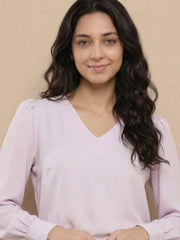 TrendiVastra Women Solid Regular Fit V Neck Top Office Wear in Beige top, solid design, V neck, regular fit, look 30 view