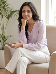 TrendiVastra Women Solid Regular Fit V Neck Top Office Wear in Pink top, solid design, V neck, regular fit, look 26 view