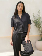TrendiVastra Women Short Sleeve Co-Ord Set Casual Wear Style 2 in Black co-ord set, modern design, short sleeve, fabric