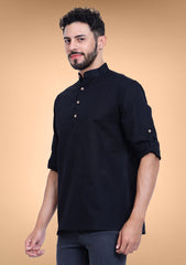 Classic Noir Cotton Kurta