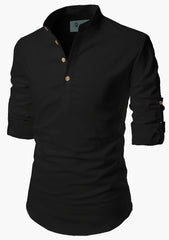 Men's Cotton Blend Short Kurta Main Black & Playful Mix Color - Pack 2