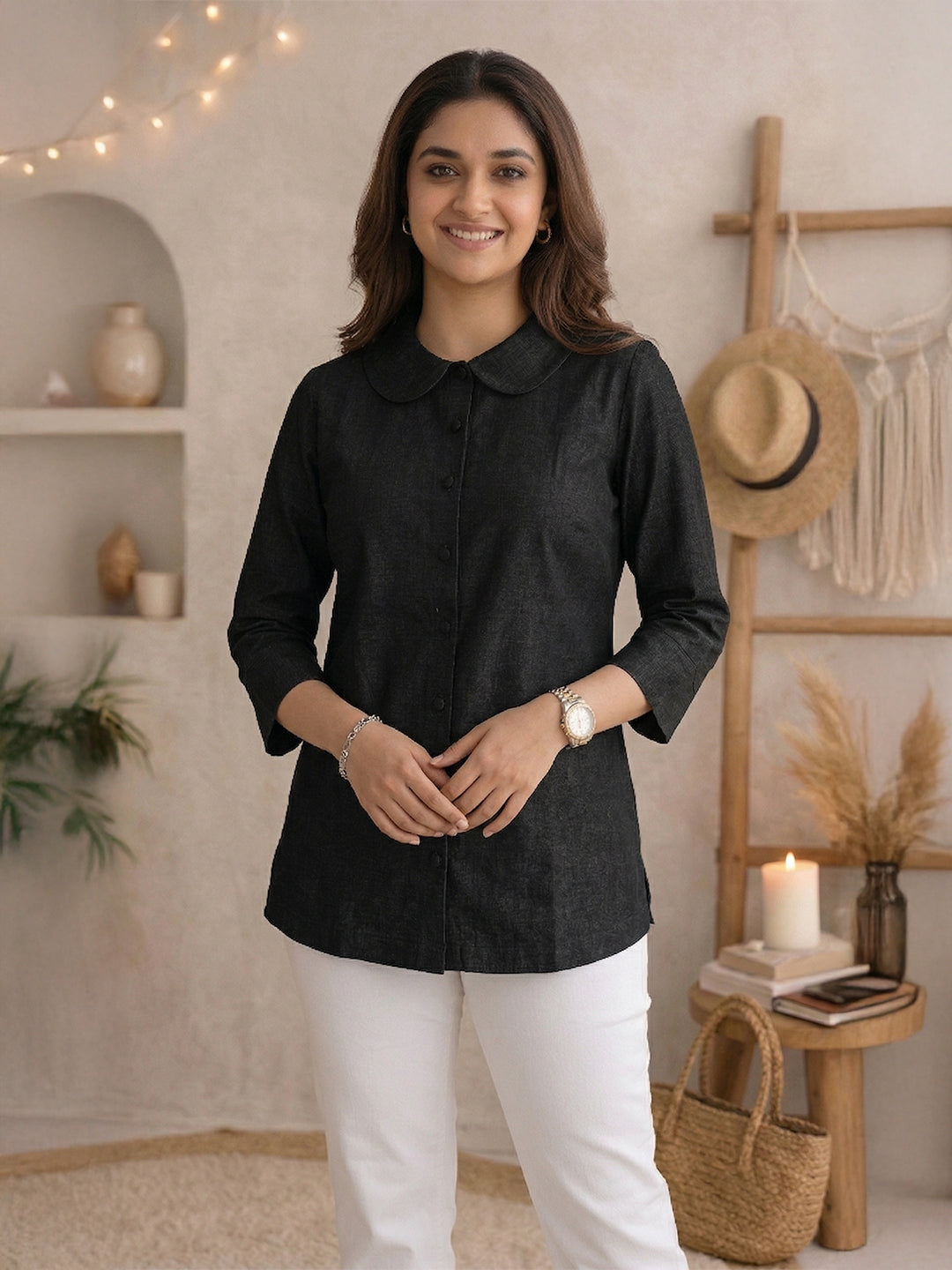 TrendiVastra Women Shirt Collar Office Wear Style 1 in White shirt, modern design, collar, look 19 view