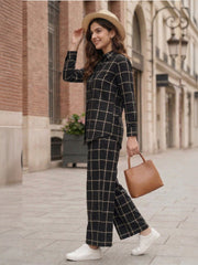 TrendiVastra Women Short Sleeve Co-Ord Set Casual Wear Style 1 in Black co-ord set, modern design, short sleeve, back view