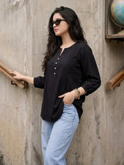 TrendiVastra Women Top Office Wear in Black top, modern design, style detail view