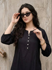 TrendiVastra Women Top Office Wear in Navy Blue top, modern design, fabric detail view