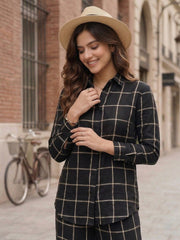 TrendiVastra Women Short Sleeve Co-Ord Set Casual Wear Style 1 in Black co-ord set, modern design, short sleeve, style detail