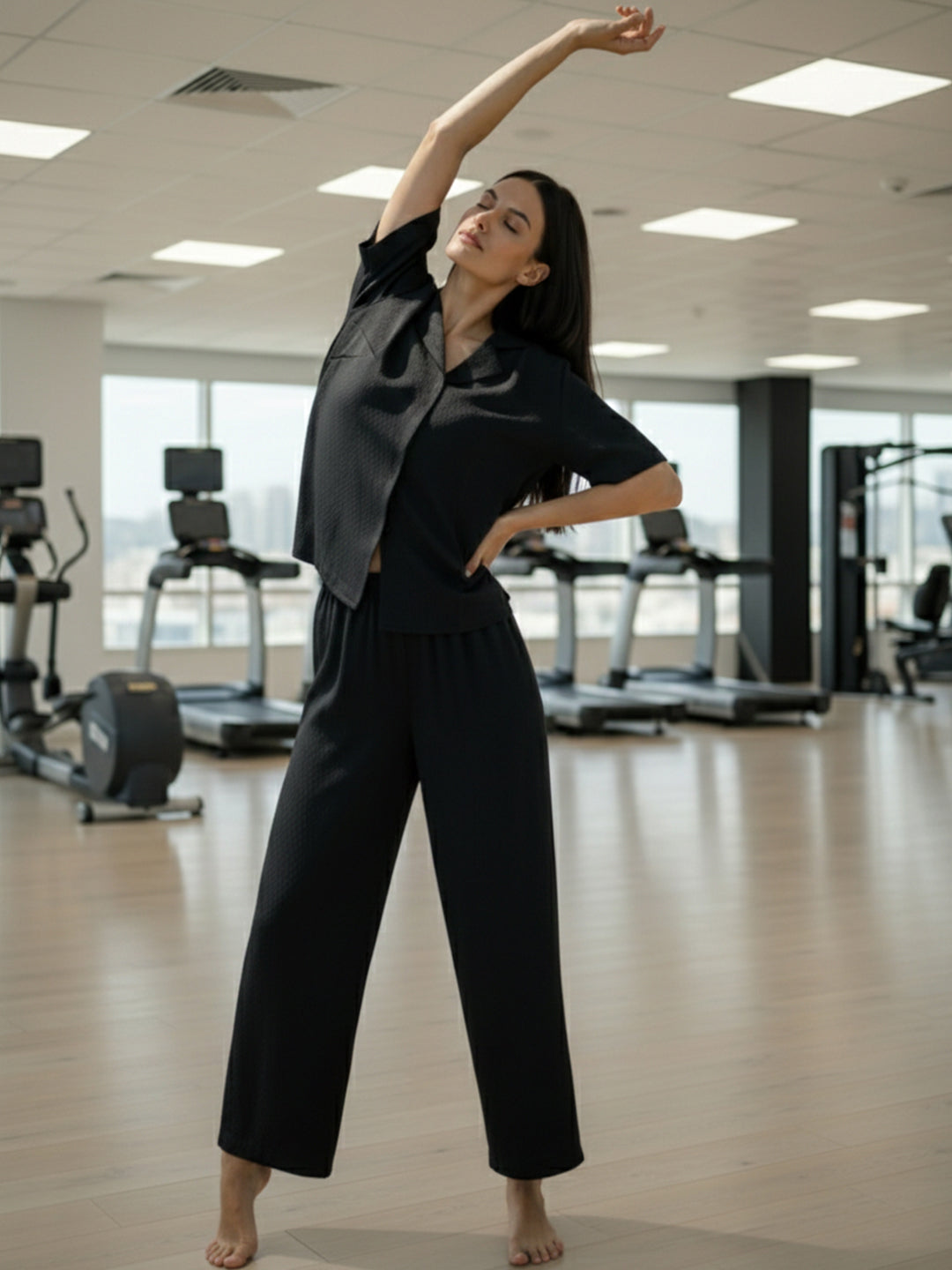 TrendiVastra Women Co-Ord Set Casual Wear in Black co-ord set, modern design, style detail view