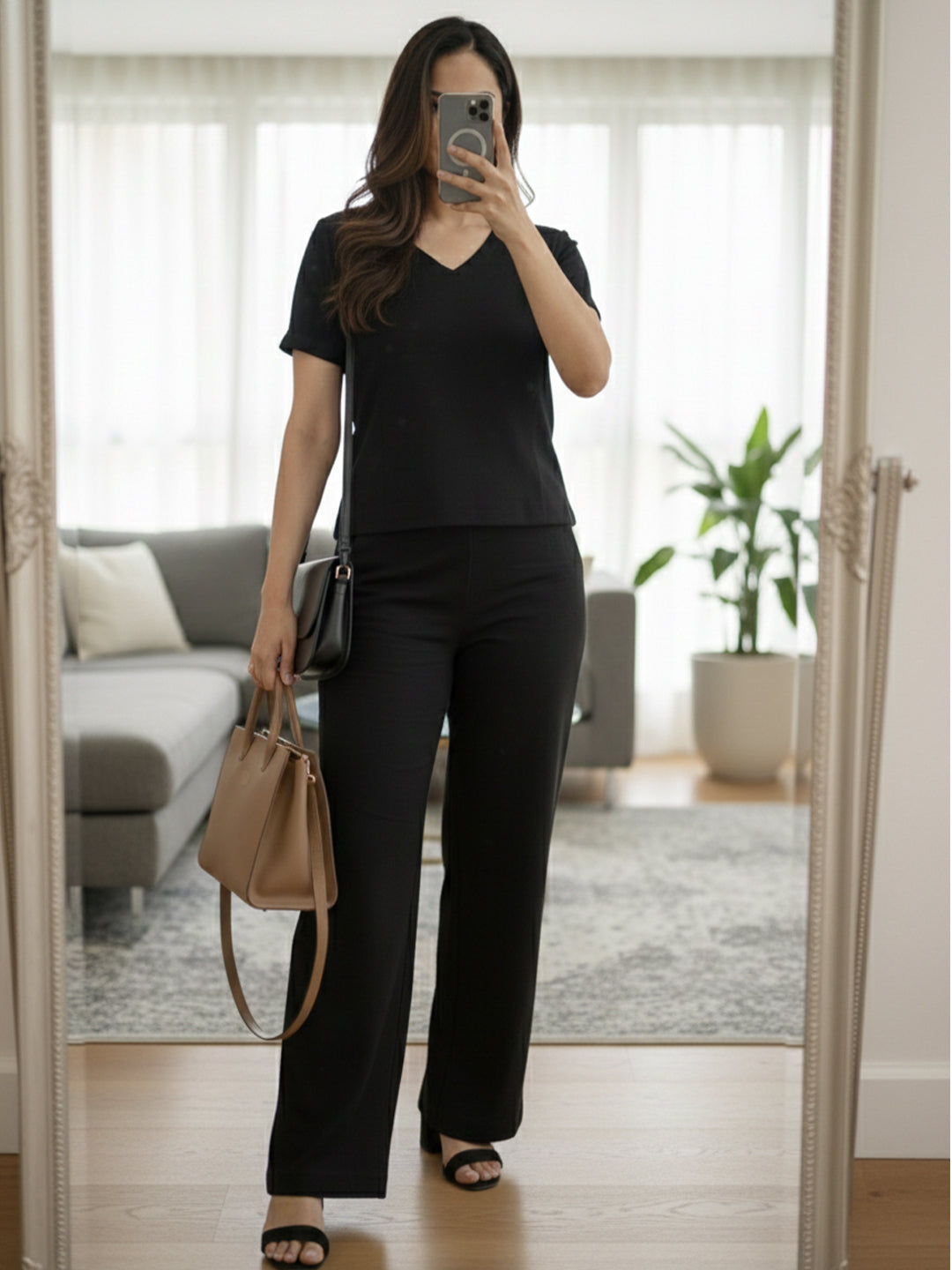 TrendiVastra Women Short Sleeve Co-Ord Set Casual Wear in Black co-ord set, modern design, short sleeve, look 6 view