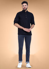 Classic Noir Cotton Kurta