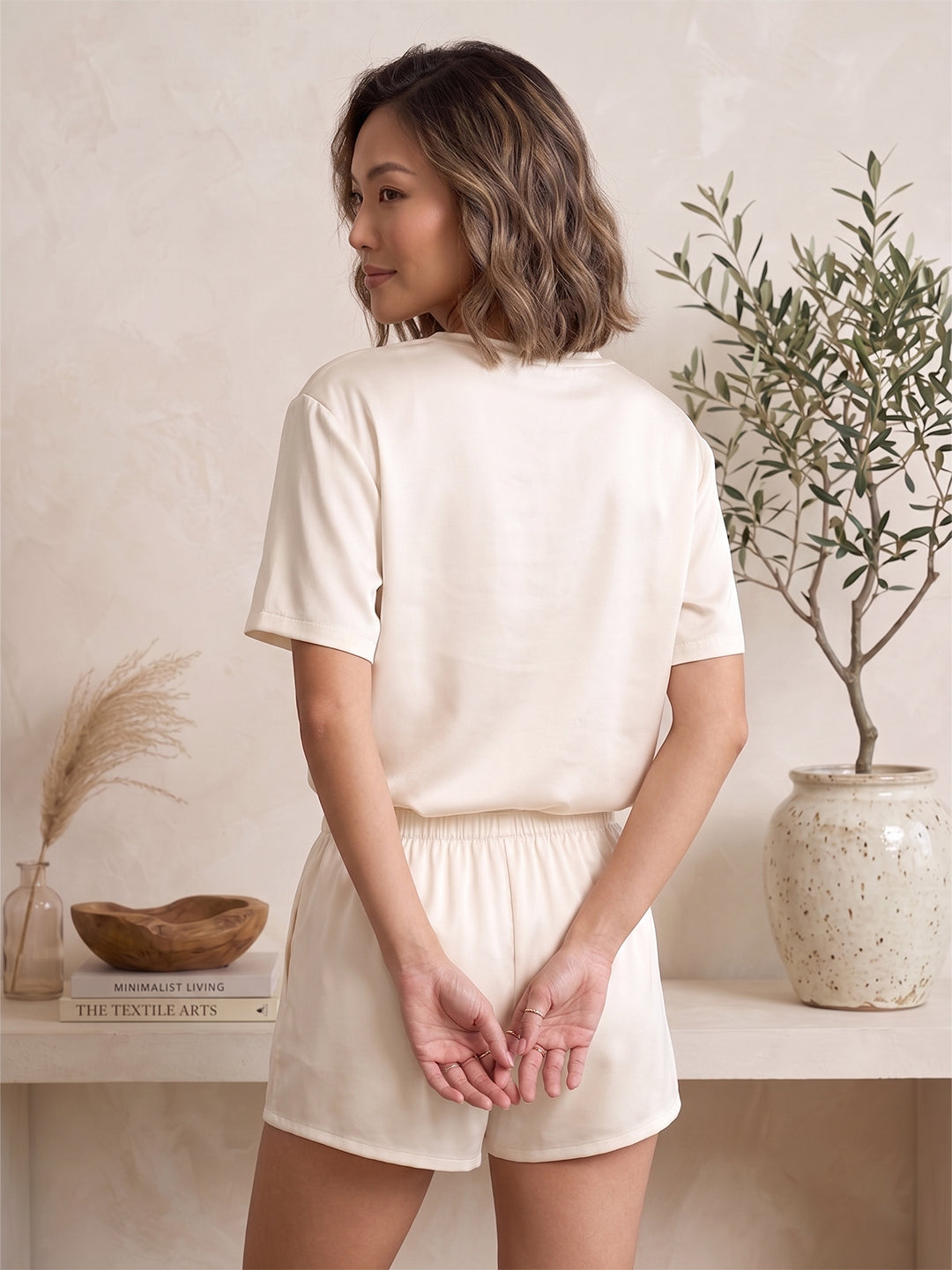 TrendiVastra Women Co-Ord Set Casual Wear in Cream co-ord set, modern design, back view