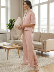 TrendiVastra Women Short Sleeve Co-Ord Set Casual Wear Style 1 in Baby Pink co-ord set, modern design, short sleeve, style