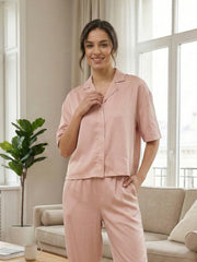 TrendiVastra Women Short Sleeve Co-Ord Set Casual Wear Style 1 in Baby Pink co-ord set, modern design, short sleeve, look 6