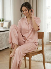 TrendiVastra Women Short Sleeve Co-Ord Set Casual Wear Style 1 in Baby Pink co-ord set, modern design, short sleeve, front