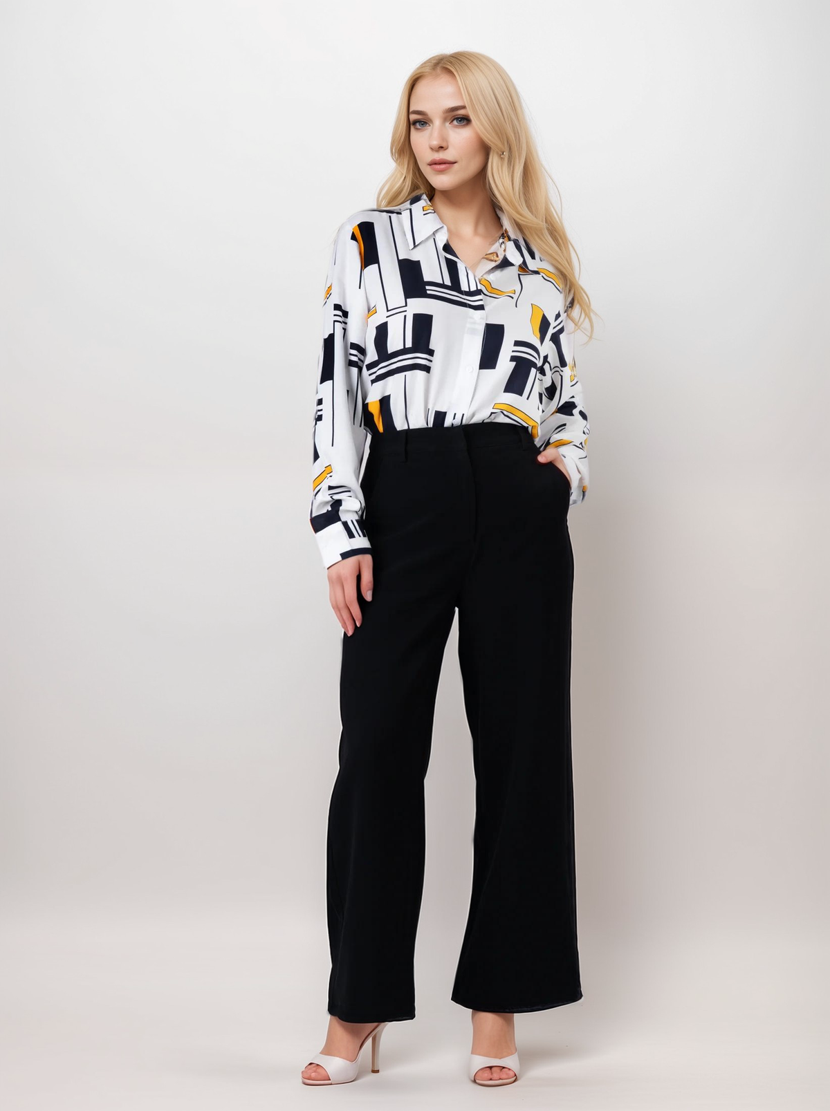 TrendiVastra Women Pop Art Print Oversized Shirt Office Wear in Multicolor shirt, pop art print, oversized fit, front view