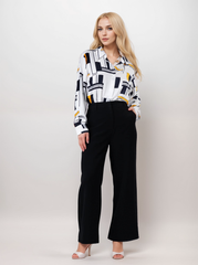 TrendiVastra Women Pop Art Print Oversized Shirt Office Wear in Multicolor shirt, pop art print, oversized fit, front view