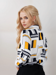 TrendiVastra Women Pop Art Print Oversized Shirt Office Wear in Multicolor shirt, pop art print, oversized fit, side view