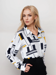TrendiVastra Women Pop Art Print Oversized Shirt Office Wear in Multicolor shirt, pop art print, oversized fit, back view