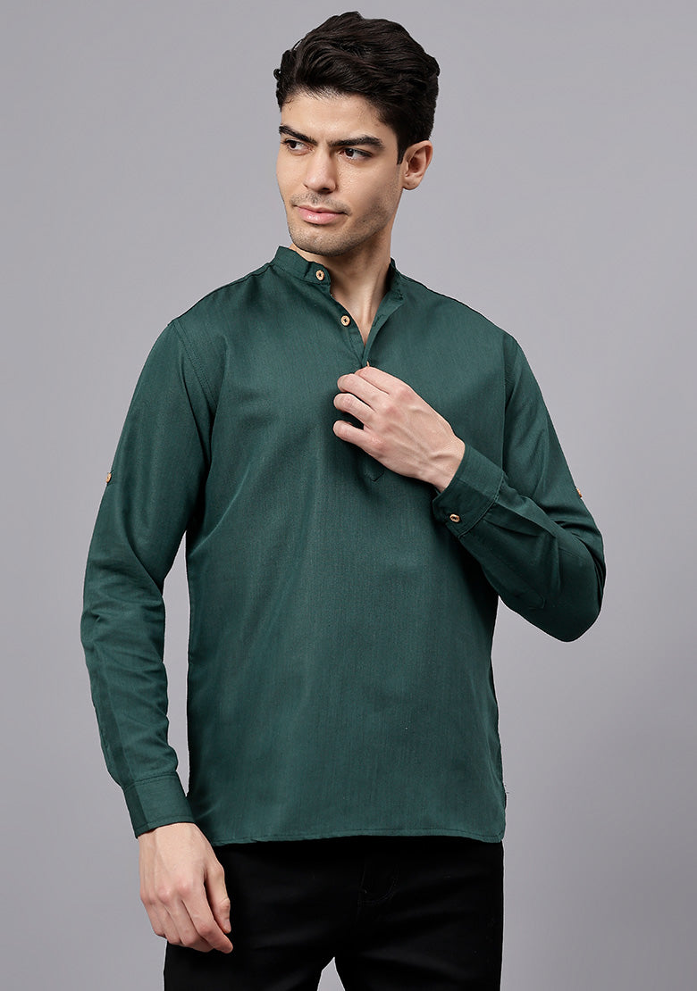 Men's Cotton Blend Slim Fit Short Kurta