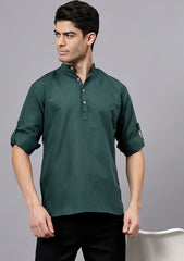 Men's Cotton Blend Slim Fit Short Kurta