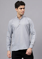 Men's Cotton Blend Slim Fit Short Kurta