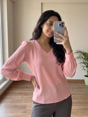 TrendiVastra Women Solid Regular Fit V Neck Top Office Wear Style 1 in Yellow top, solid design, V neck, regular fit, look 25