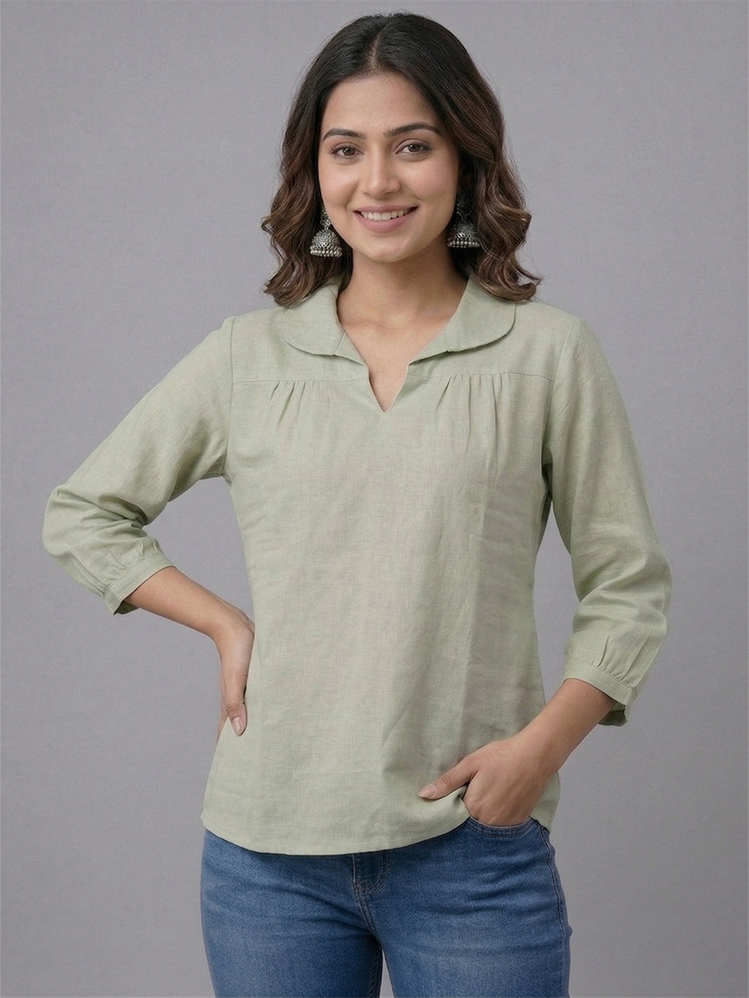 TrendiVastra Women Top Office Wear in Light Green top, modern design, look 7 view