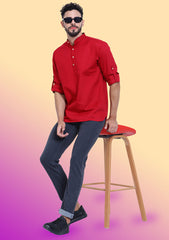 Elegant Maroon Cotton Kurta