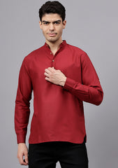 Men's Cotton Blend Slim Fit Short Kurta