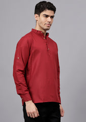 Men's Cotton Blend Slim Fit Short Kurta