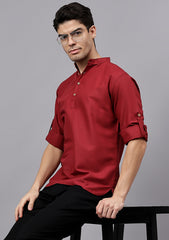 Men's Cotton Blend Slim Fit Short Kurta