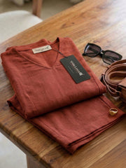 TrendiVastra Women Short Sleeve Co-Ord Set Casual Wear in Maroon co-ord set, modern design, short sleeve, look 7 view