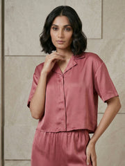 TrendiVastra Women Short Sleeve Co-Ord Set Casual Wear in Pink co-ord set, modern design, short sleeve, fabric detail view