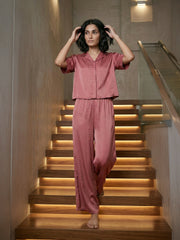 TrendiVastra Women Short Sleeve Co-Ord Set Casual Wear in Pink co-ord set, modern design, short sleeve, front view