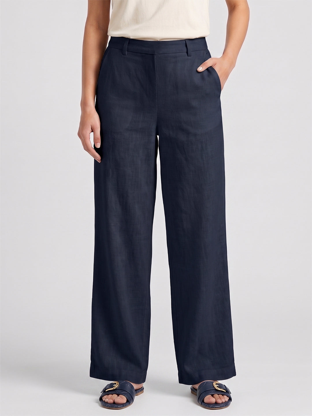 TrendiVastra Women Bottom Casual Wear in Navy Blue bottom wear, modern design, side view