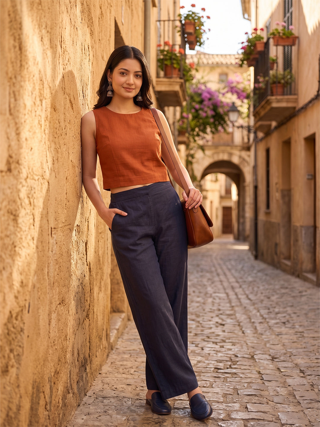 TrendiVastra Women Bottom Casual Wear in Navy Blue bottom wear, modern design, front view