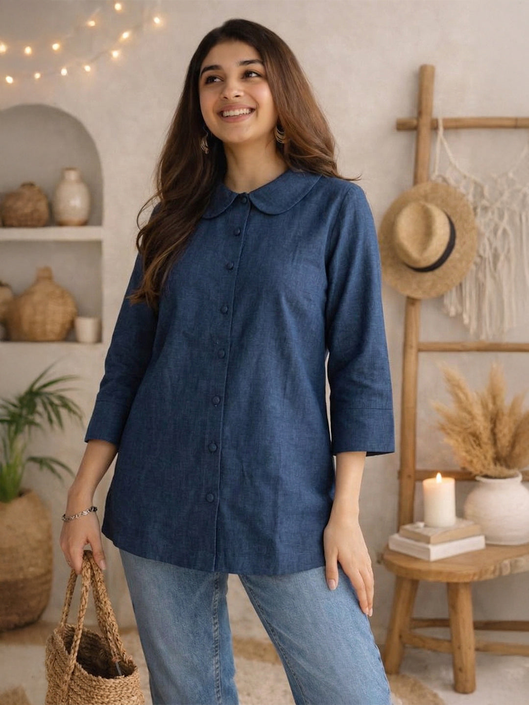 TrendiVastra Women Shirt Collar Office Wear Style 1 in Black shirt, modern design, collar, look 13 view
