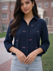 TrendiVastra Women Regular Fit Full Sleeve Shirt Collar Office Wear in Black shirt, modern design, full sleeve, collar