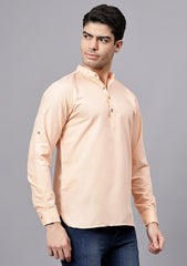 Men's Cotton Blend Slim Fit Short Kurta