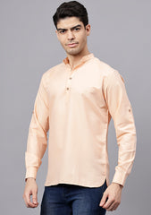 Men's Cotton Blend Slim Fit Short Kurta